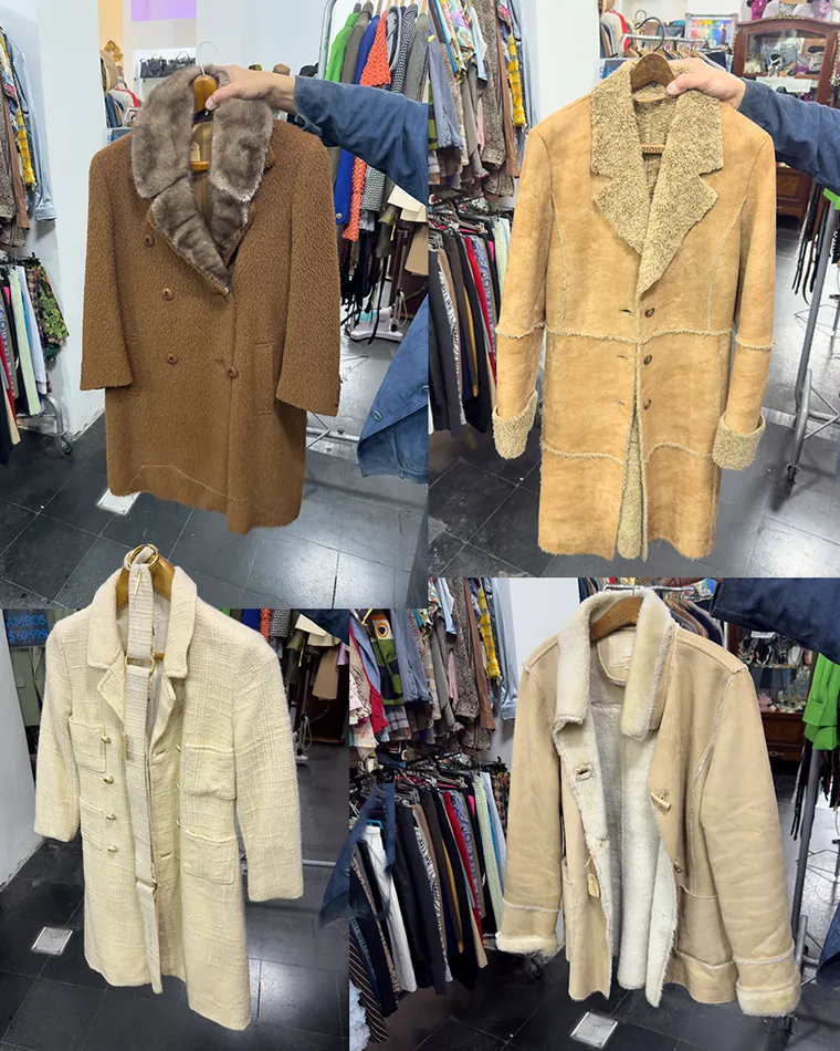 Tapados vintage de piel, gamuza y lana en liquidación al 50 por ciento en Vintro Vintage